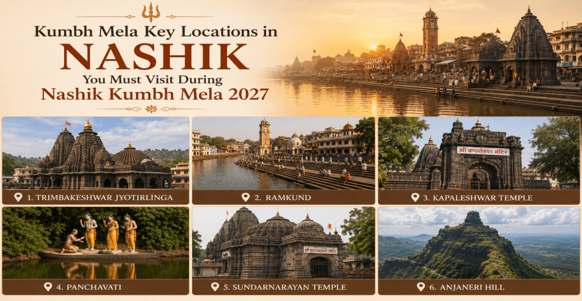 Key Nashik Kumbh Mela locations: Ramkunda and the Godavari River