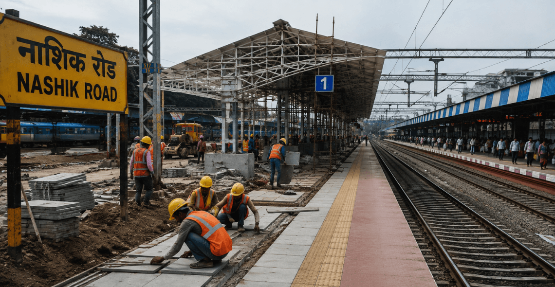 Construction work at Nashik Road Railway Station ahead of Simhastha Kumbh Mela 2027