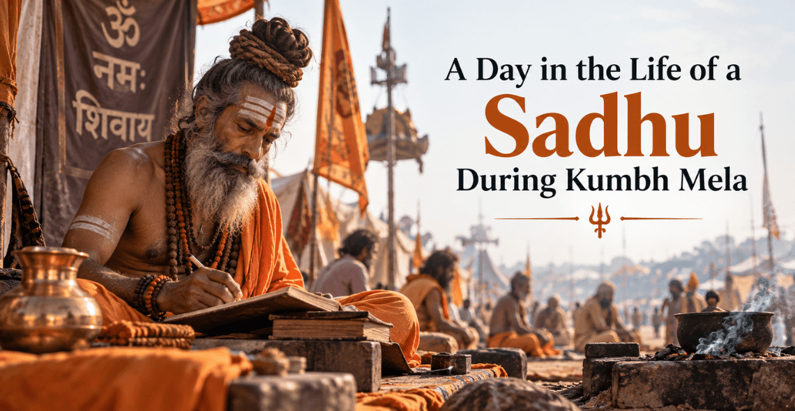 Sadhu performing daily rituals during Kumbh Mela