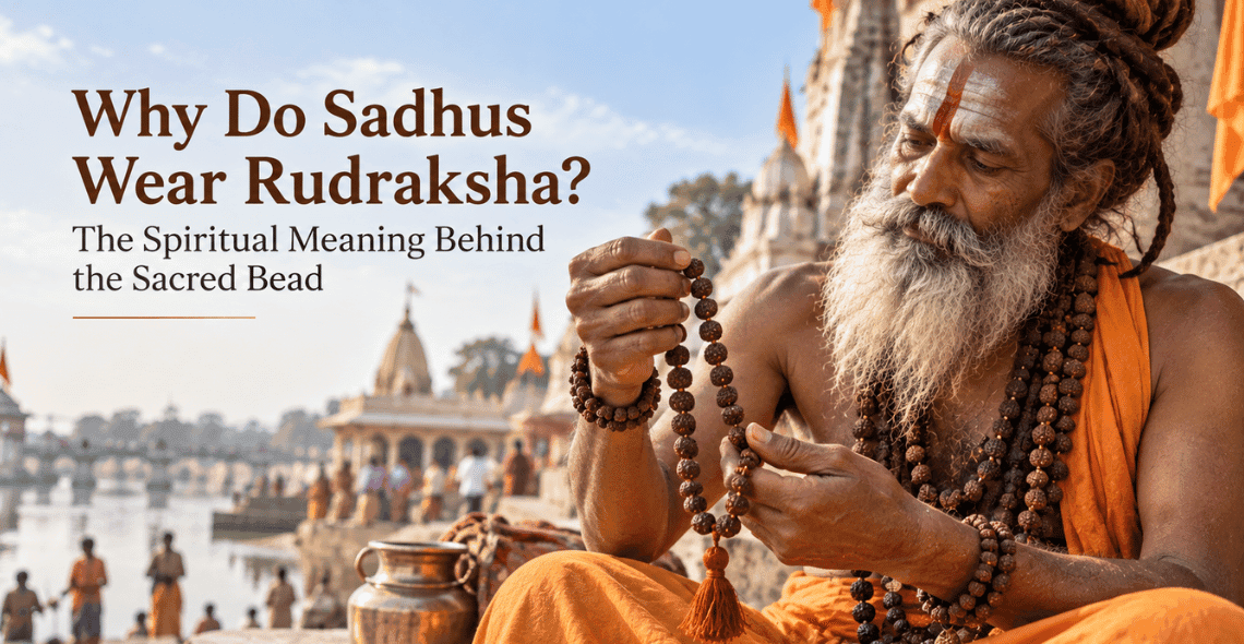 Sadhu wearing Rudraksha mala at Kumbh Mela